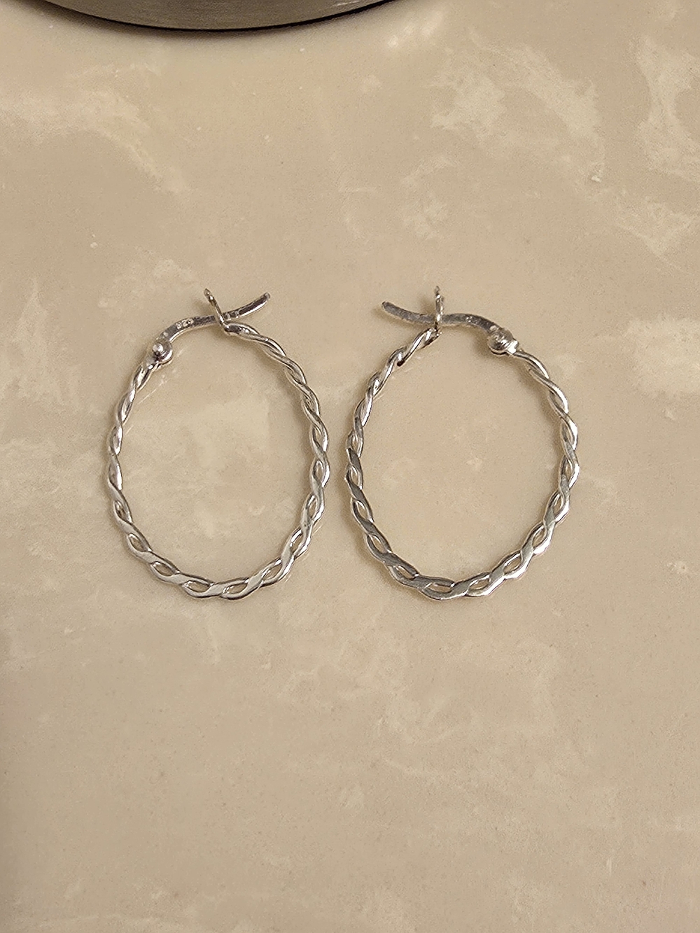 925 Silver Twisted Hoop Earrings - Women Jewelry